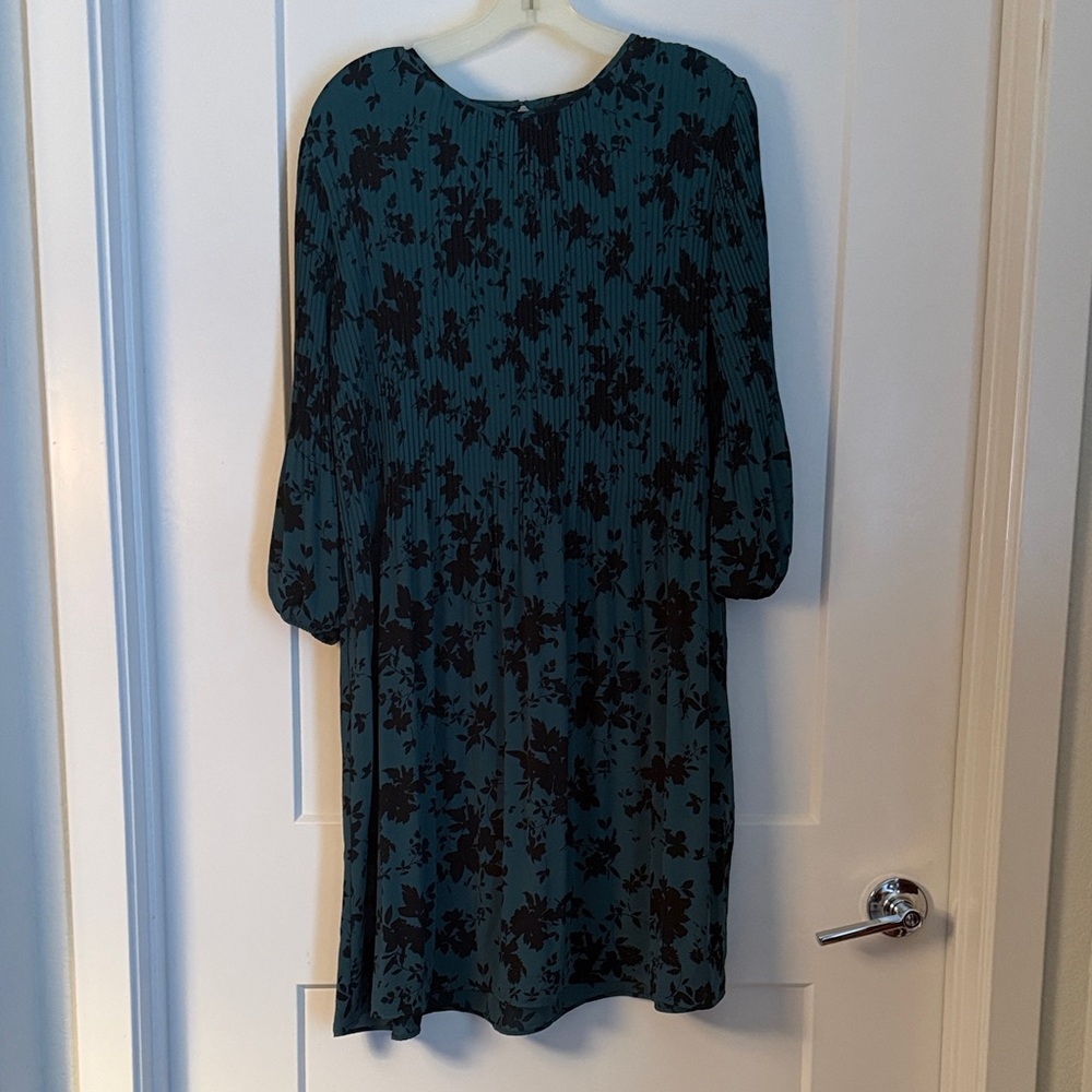 J. Jill Teal and Black Long Sleeve Dress